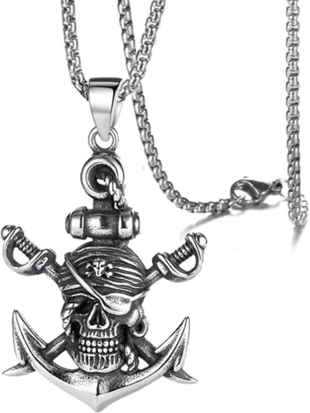 BRAND NEW Gothic Pirate Skull Pendant Necklace With Skull Head